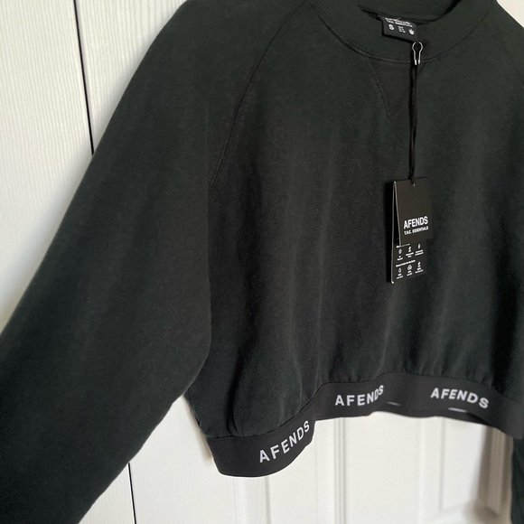 NWT Afends Hemp Homebase Cropped Long sleeved Black Sweater Sz 4 or Small - Picture 5 of 12